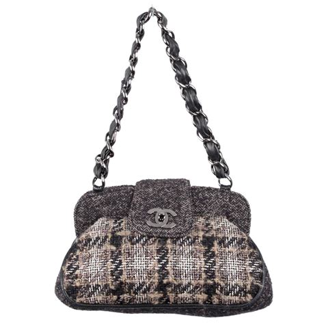 chanel tweed and leather bag|chanel tweed bag for sale.